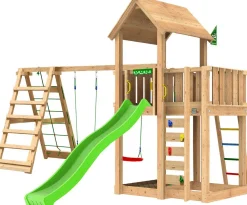 Leikkitorni Jungle Gym Mansion 2.1, 2-Climb Module 220, liukumäki ja 120 kg hiekkaa