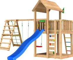 Leikkitorni Jungle Gym Mansion 2.1, 2-Climb Module 220, liukumäki ja 120 kg hiekkaa
