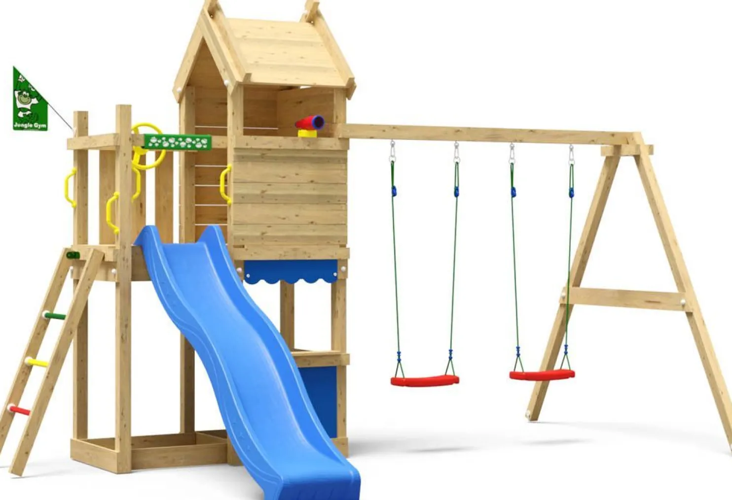 Leikkitorni Jungle Gym Resort, 2-Swing Module 200, liukumäki