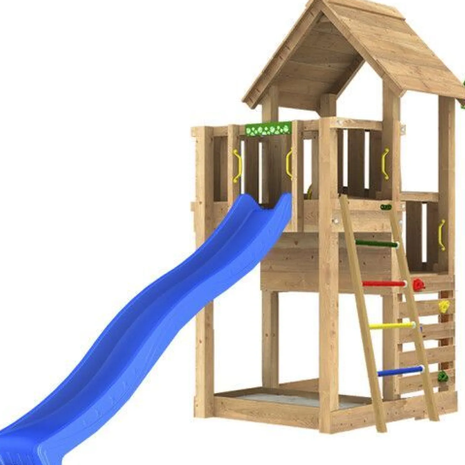 Leikkitornikokonaisuus Jungle Gym Cubby, liukumäki ja 120 kg hiekkaa
