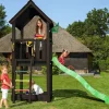 Leikkitornikokonaisuus Jungle Gym Club 2.1, mustaksi petsattu, vihreä liukumäki