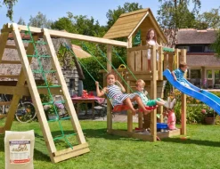 Leikkitornikokonaisuus Jungle Gym Cubby, 2-Climb Module 220, liukumäki ja 120 kg hiekkaa
