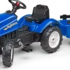 Leikkitraktori peräkärryllä Falk New Holland, sininen