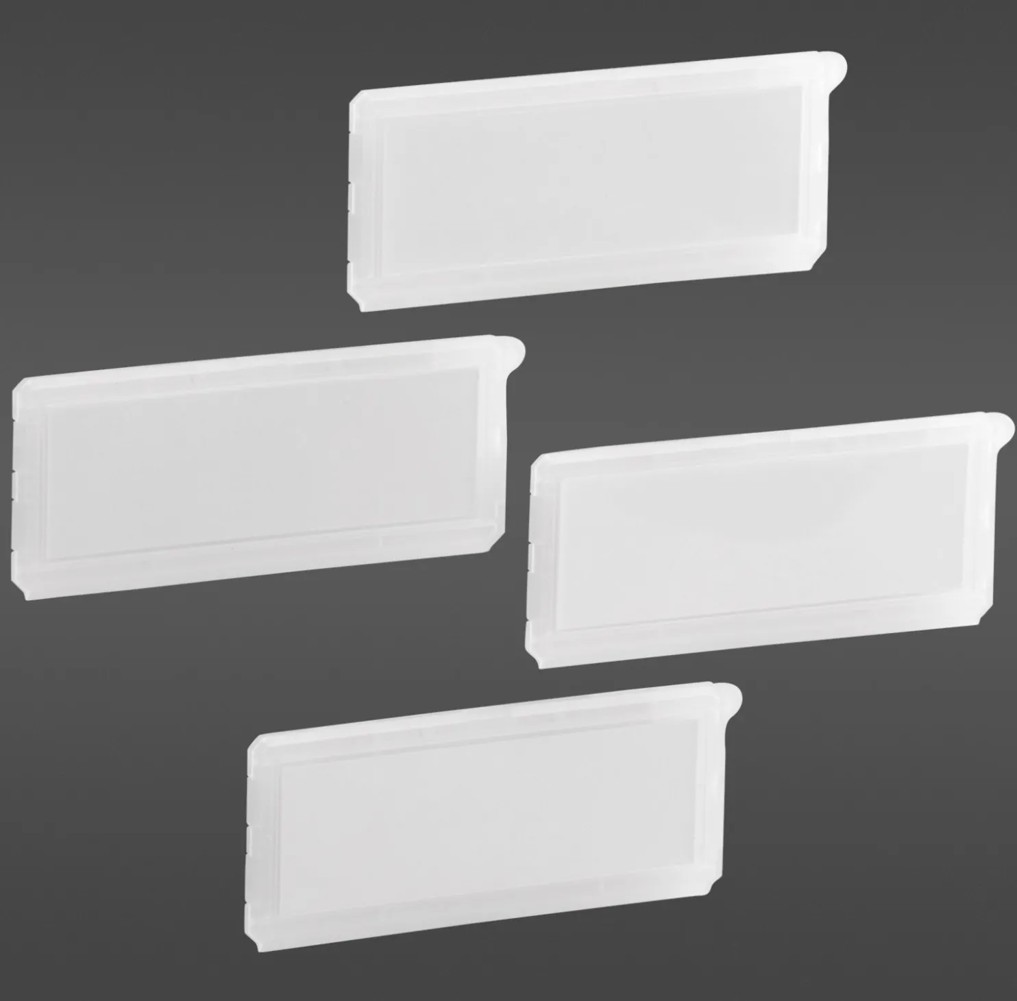 Nimilaput lanka- ja Meshkoreille Elfa Classic 85x37x9 mm 4 kpl läpikuultava