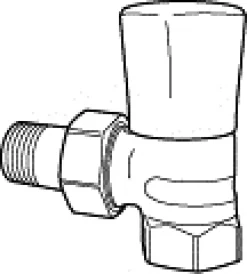 Patteriventtiili RVO-1, DN15, kulma, yhdistäjällä