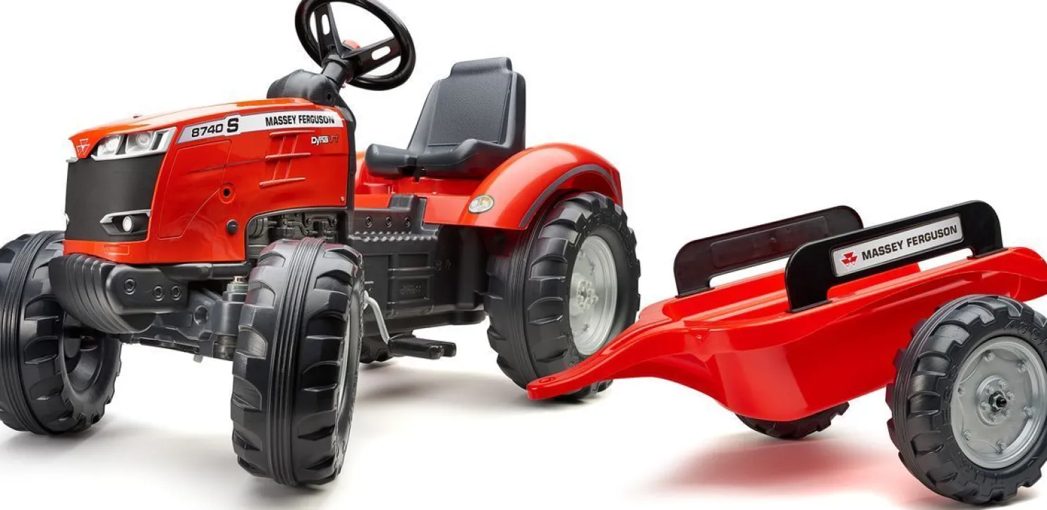 Polkutraktori peräkärryllä Falk Massey Ferguson, punainen