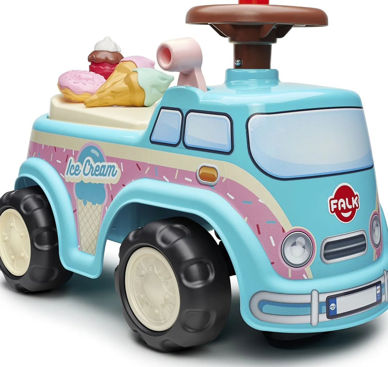 Potkuauto Falk Ice Cream mini van, säilytystila, ratti ja äänitorni