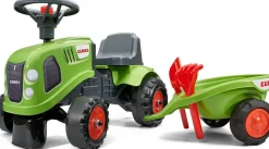 Potkuauto Falk Ride-on traktori Baby Claas, peräkärryllä, haravalla ja lapiolla