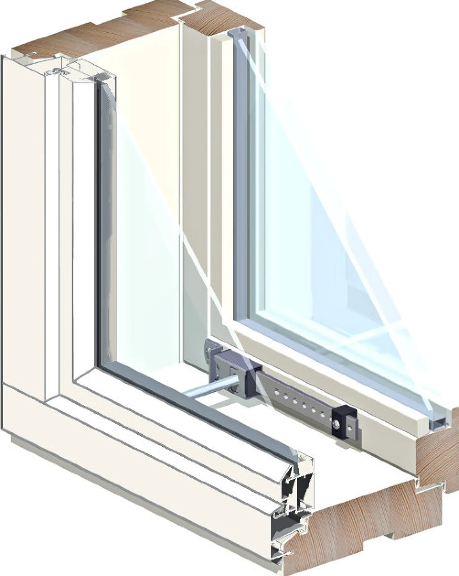 Puu-alumiini-tuuletusikkuna MSEAL 6x12 karmi 131mm