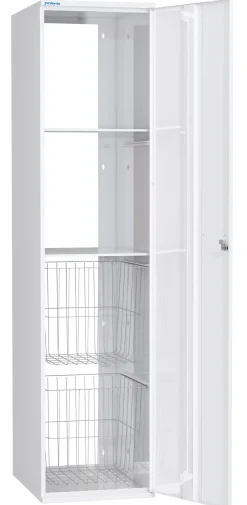 Pyykkikaappi Polaria 400x1700x530 mm oikeakätinen sylinterilukko 2 koria + 2 hyllyä