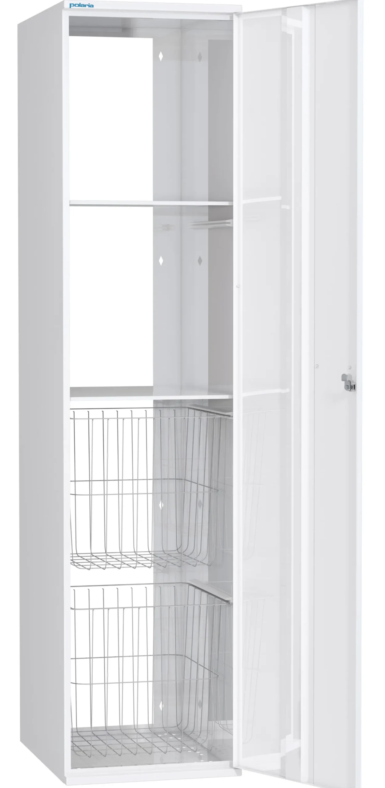 Pyykkikaappi Polaria 400x1700x530 mm oikeakätinen sylinterilukko 2 koria + 2 hyllyä