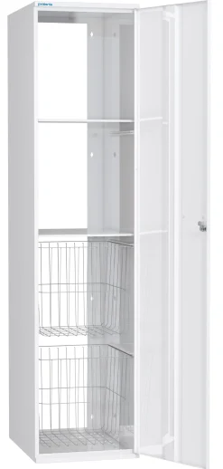 Pyykkikaappi Polaria 300x1700x530 mm oikeakätinen sylinterilukko 2 koria + 2 hyllyä