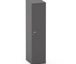 Pyykkikaappi Polaria 400x1700x530 mm sylinterilukko 3 koria + 2 hyllyä harmaa eri vaihtoehtoja