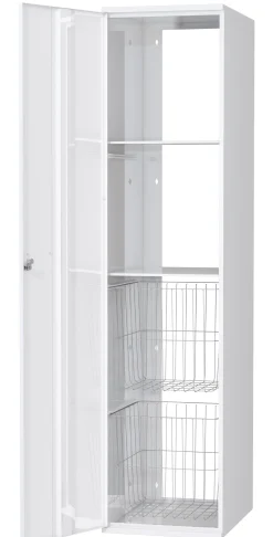 Pyykkikaappi Polaria 400x1700x530 mm vasenkätinen sylinterilukko 2 koria + 2 hyllyä