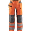 Riipputaskuhousut Blåkläder 1552 Highvis Stretch huomio-oranssi/harmaa