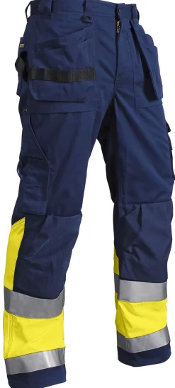 Riipputaskuhousut Blåkläder 1529 Highvis sininen/keltainen 100% puuvilla