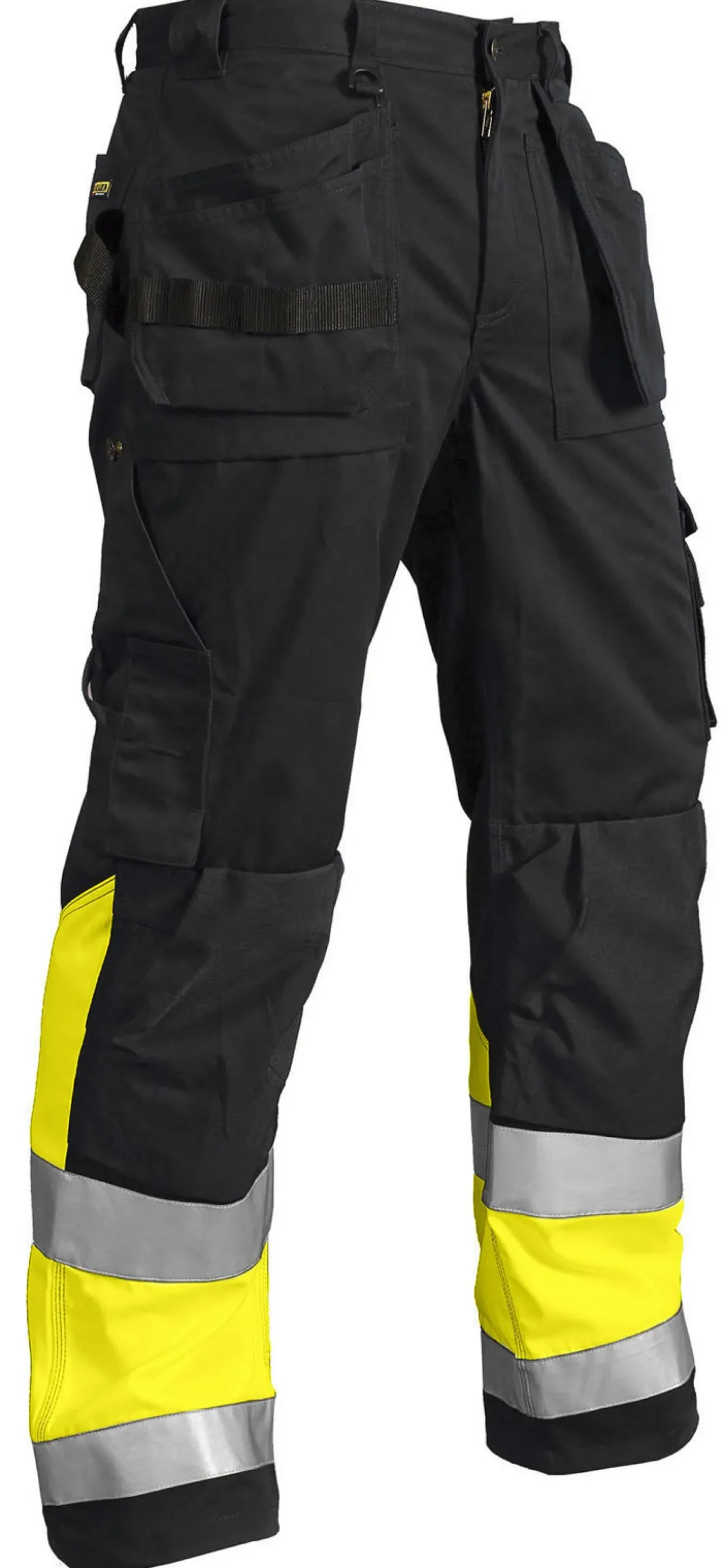 Riipputaskuhousut Blåkläder 1529 Highvis musta/keltainen twill