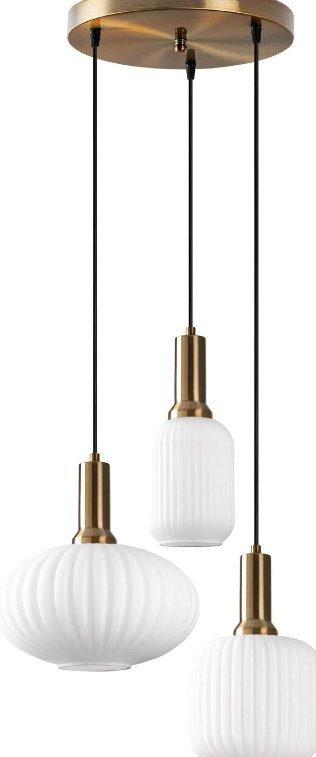 Riippuvalaisin Linento Lighting Asker, 3-osainen, E27, max. 40W, IP20, valkoinen/kulta