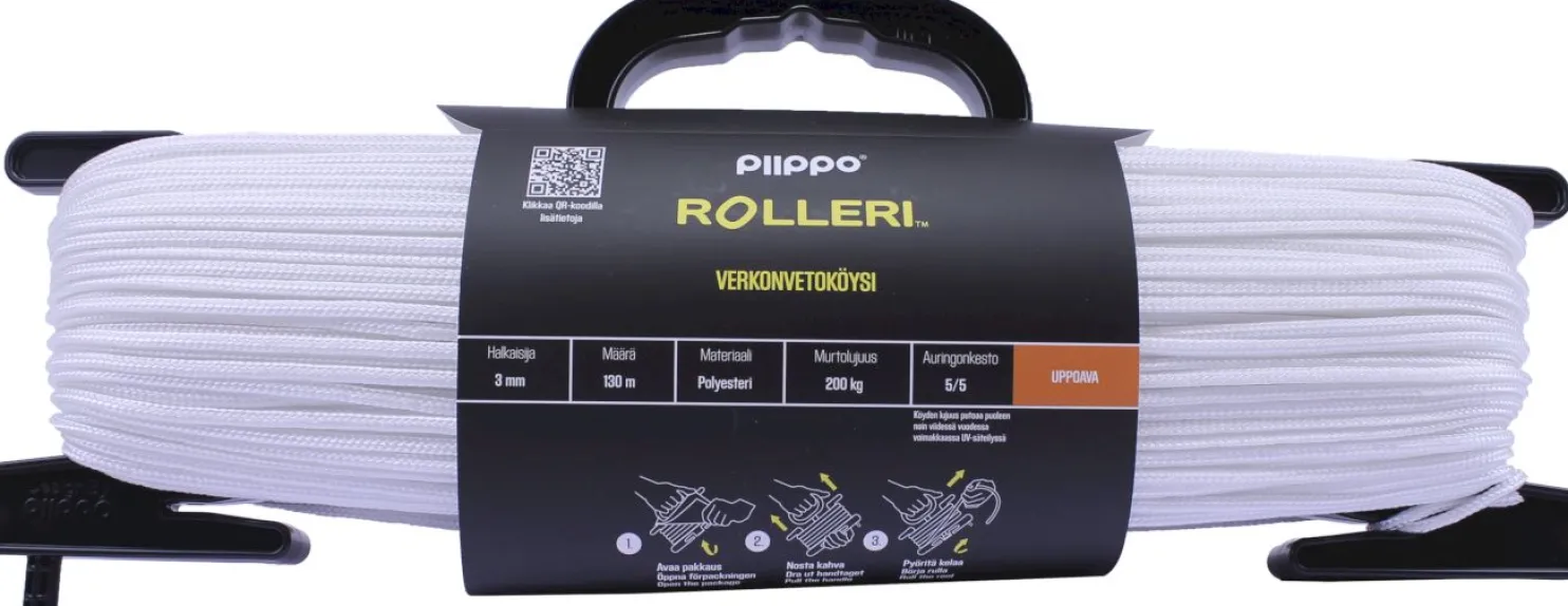 Rolleri Piippo verkonvetoköysi alapaulaan 3mm x 130m
