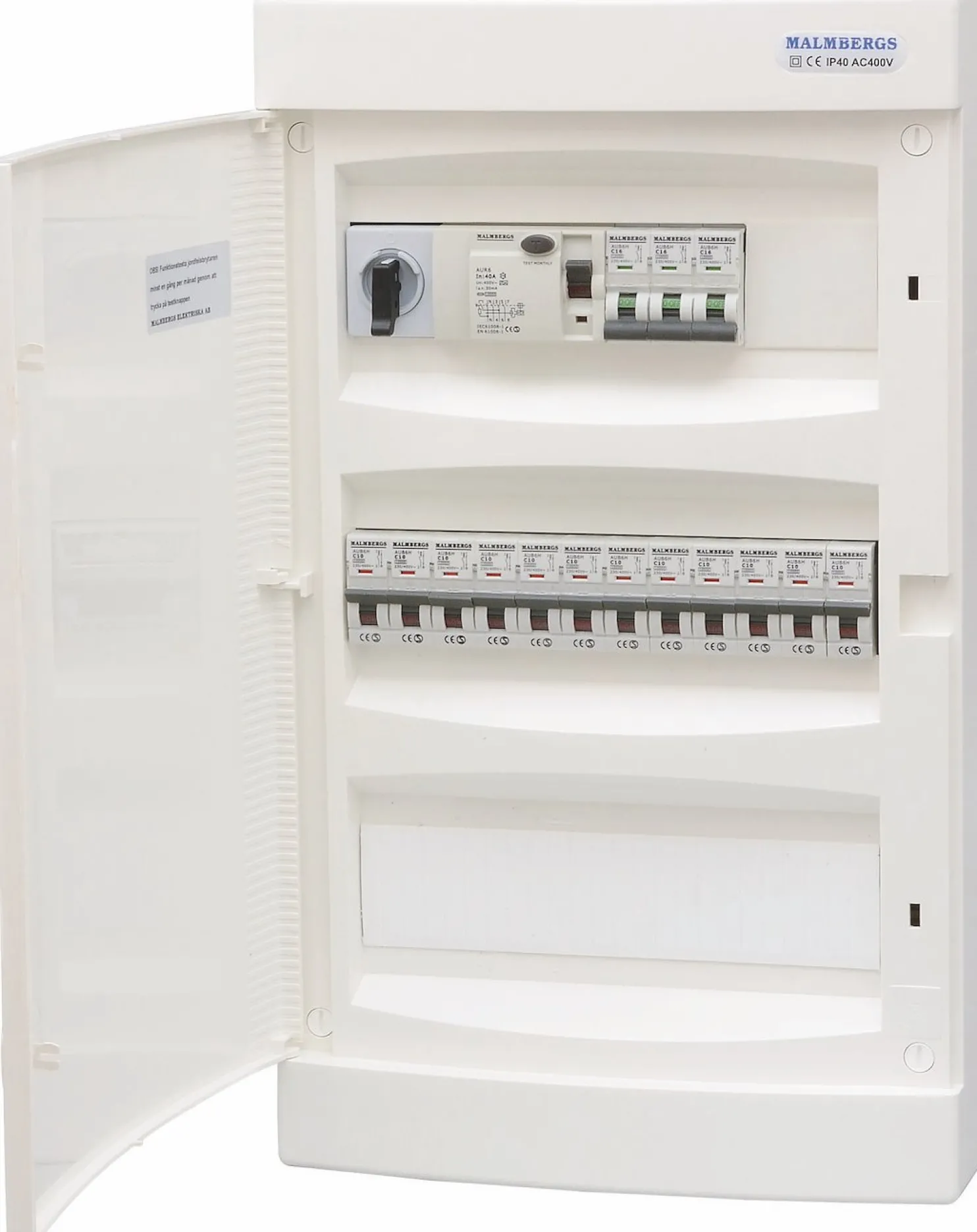 Ryhmäkeskus Malmbergs 3x12 modulia, IP40, pinta-asennus