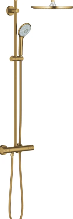 Sadesuihkusetti Grohe Euphoria System 310, termostaattihanalla, hierova suihku, suihkupää ⌀310mm, harjattu kulta