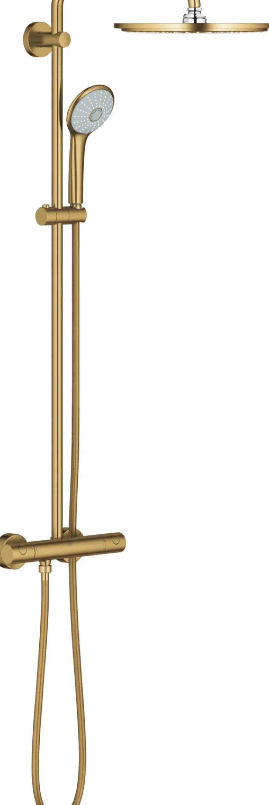 Sadesuihkusetti Grohe Euphoria System 310, termostaattihanalla, hierova suihku, suihkupää ⌀310mm, harjattu kulta