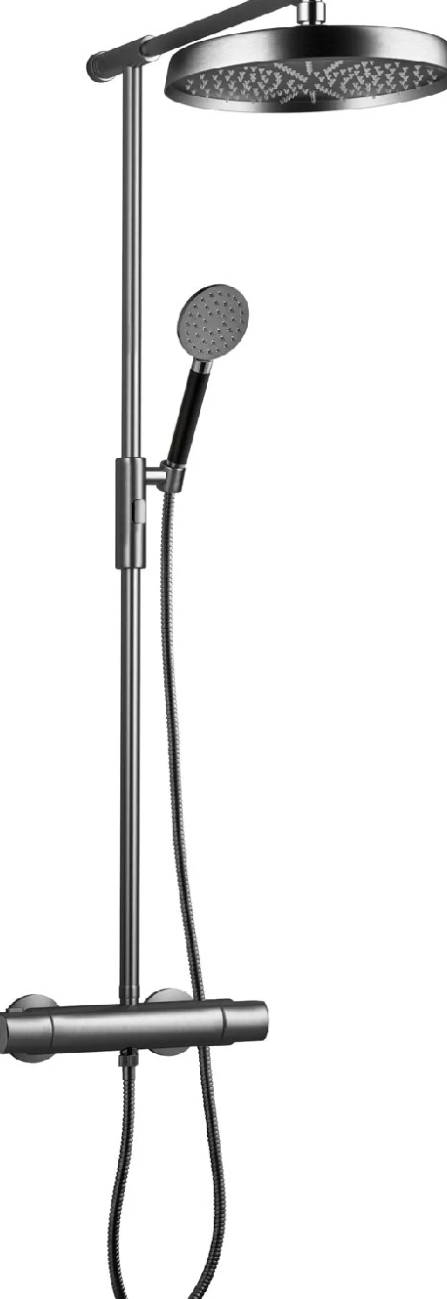 Sadesuihkusetti Tapwell ARM300 Brushed Black Chrome, termostaattihanalla, suihkupää ⌀319mm, harjattu musta