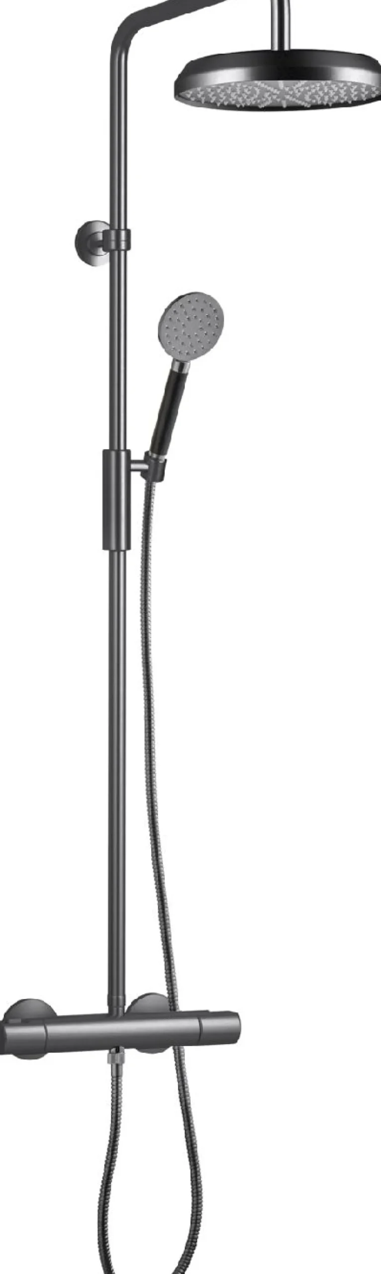 Sadesuihkusetti Tapwell ARM5200 Brushed Black Chrome, termostaattihanalla, suihkupää ⌀253mm, harjattu musta