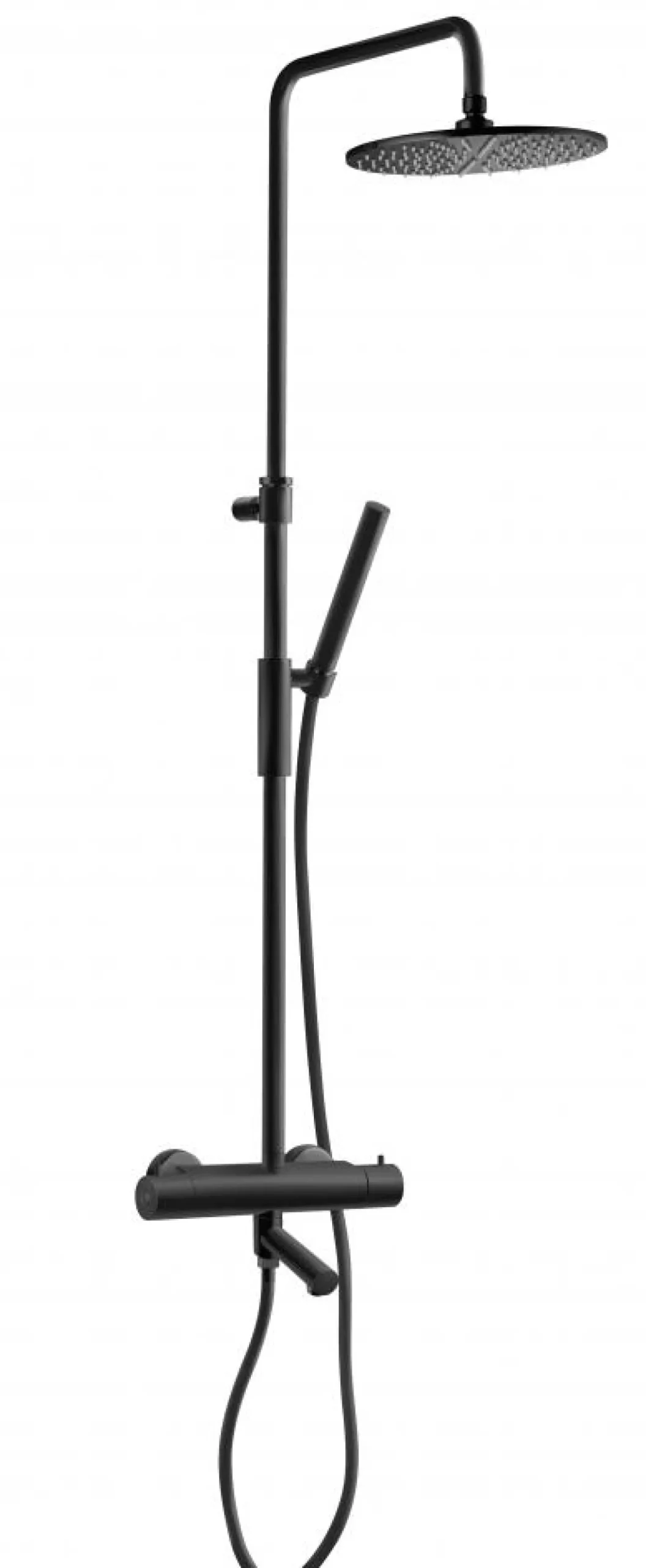 Sadesuihkusetti Tapwell TVM2200 Matte Black, termostaattihanalla, suihkupäällä ⌀250mm, juoksuputkella, matta musta