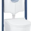 Seinä-WC-istuinpaketti Grohe Solido 5-in-1, musta huuhtelupainike