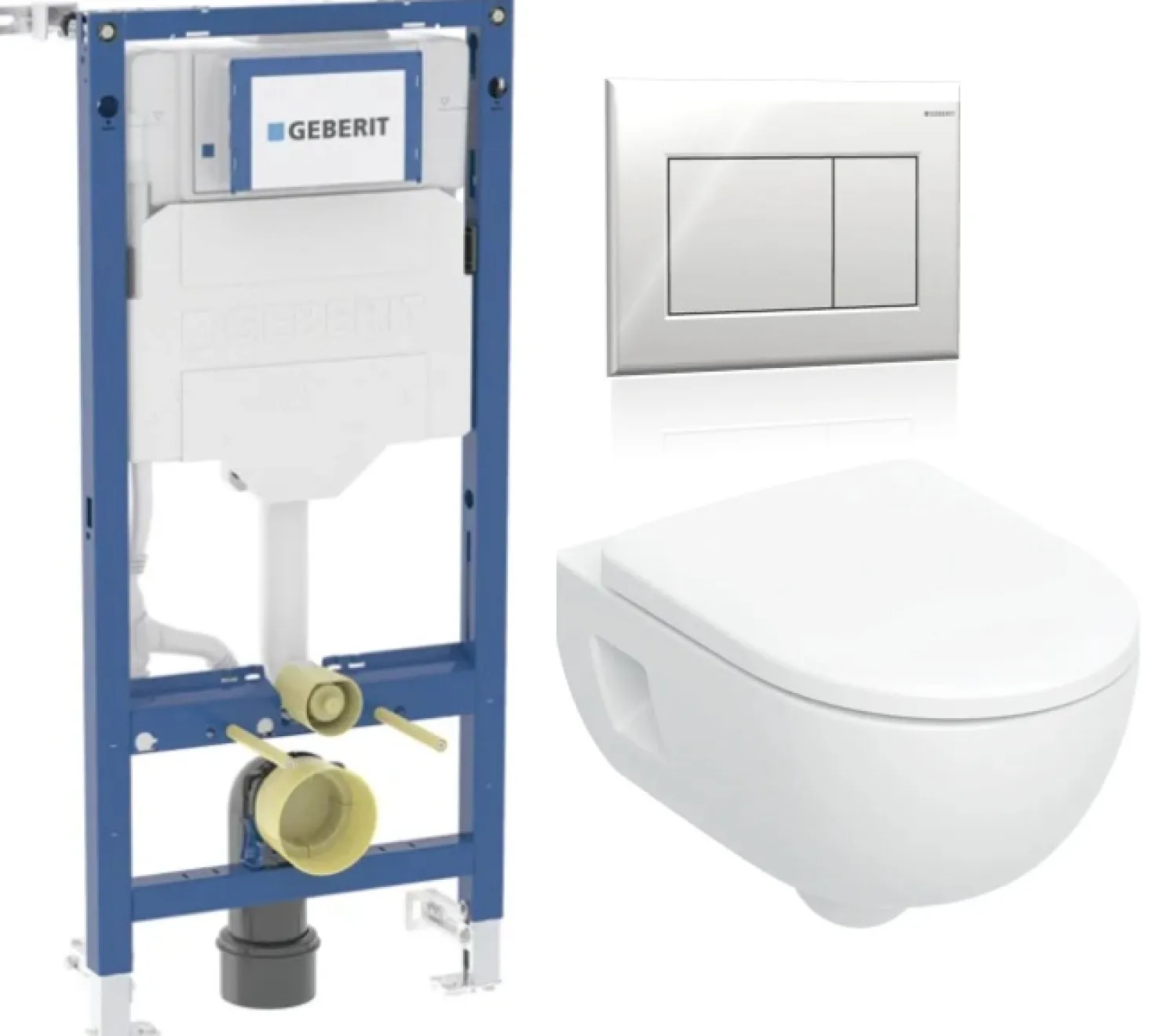 Seinä-WC-paketti Geberit Renova, Geberit Duofix Sigma -seinätelineellä ja istuinkannella, huuhtelukaulukseton