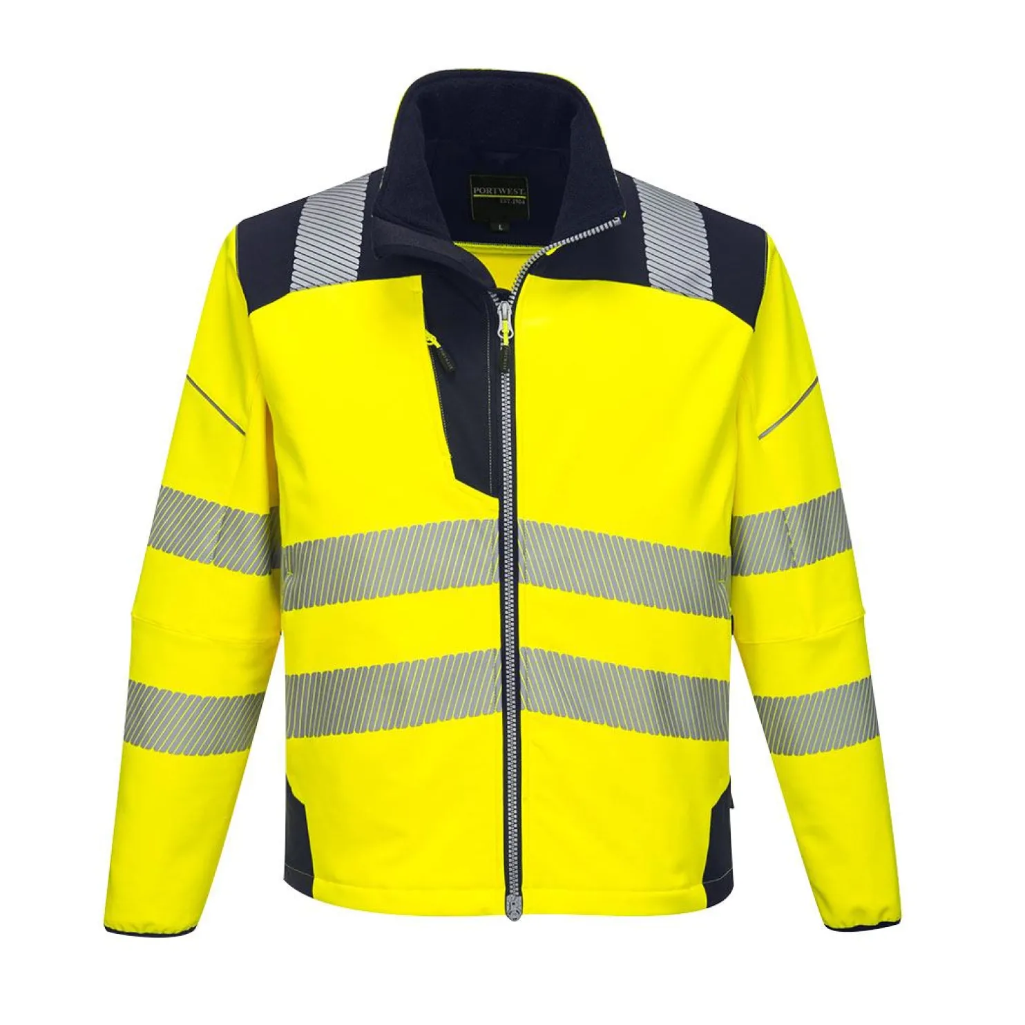 Softshell-huomiotakki Portwest T402 PW3 keltainen/sininen