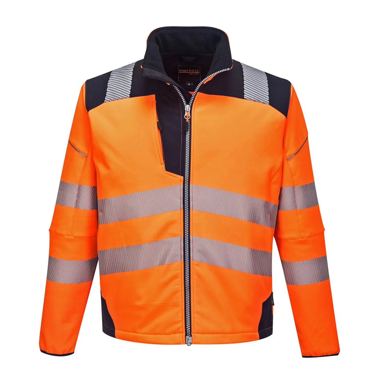 Softshell-huomiotakki Portwest T402 PW3 oranssi/sininen