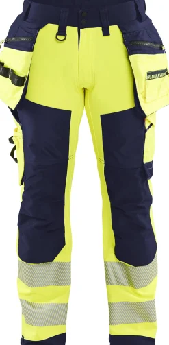 Softshell-riipputaskuhousut Blåkläder 1820 Highvis polvisuojataskuilla