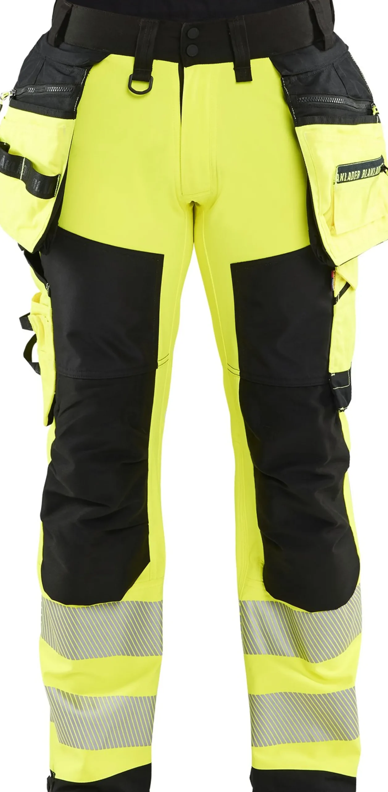 Softshell-riipputaskuhousut Blåkläder 1820 Highvis polvisuojataskuilla