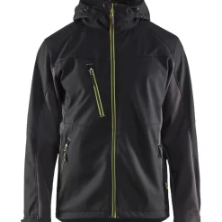 Softshell-takki Blåkläder 4753 Unite hupulla musta/keltainen