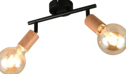Spottivalaisin Trio Lamego 2-osainen E27 mattamusta/puujäljitelmä