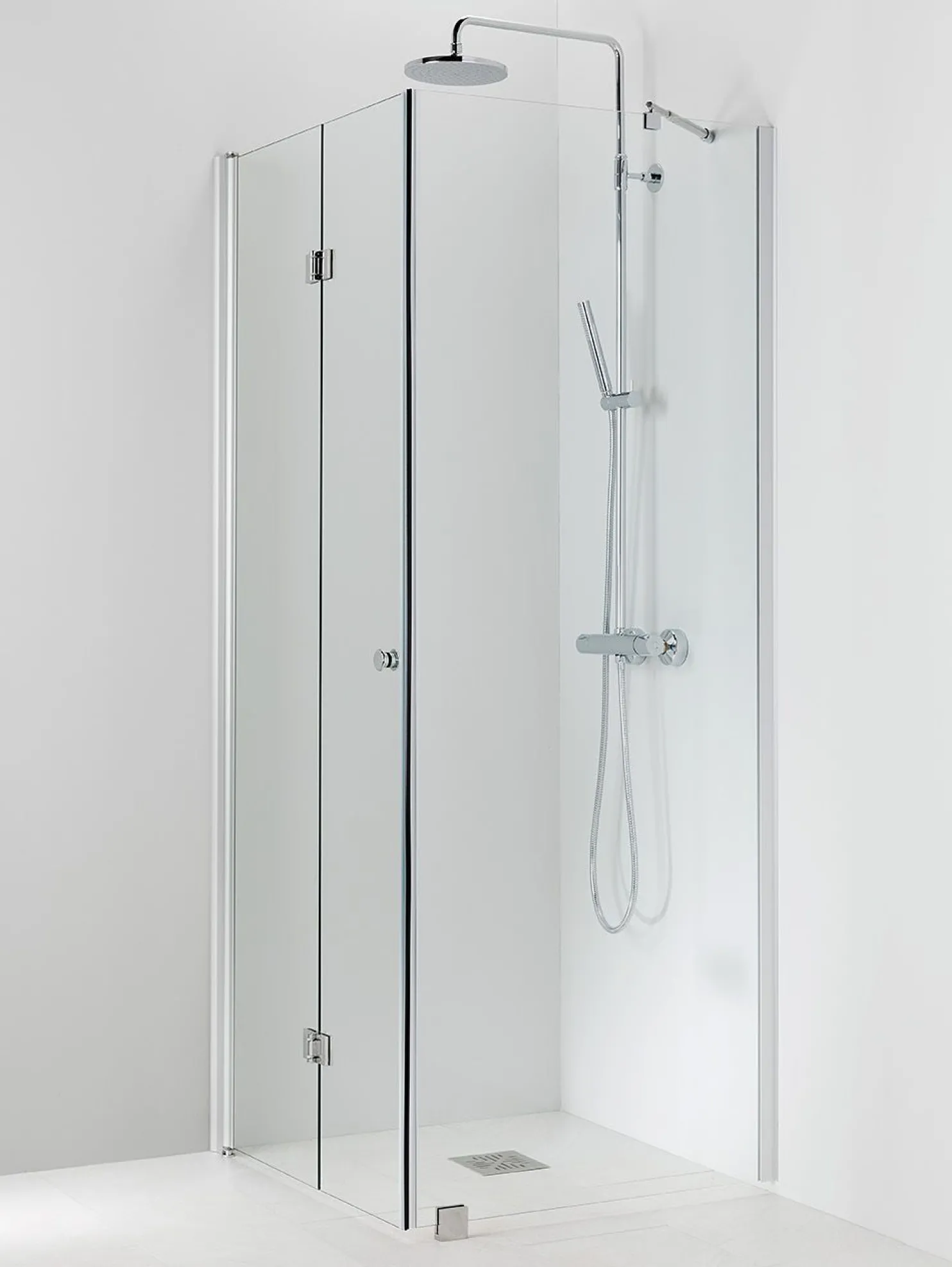 Suihkukulma Vihtan Ocean 5+6 800/750 mm kiinteä + taittuva suora kirkas lasi