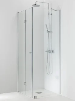 Suihkukulma Vihtan Ocean 5+6 700/650 mm kiinteä + taittuva suora kirkas lasi