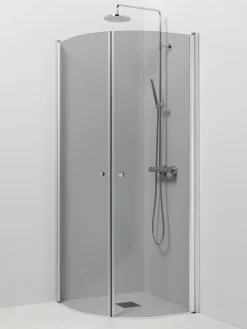 Suihkukulma Vihtan Pisara 4+4 700/900 mm kääntyvä kaareva harmaa lasi