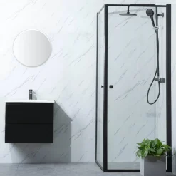 Suihkunurkka Bathlife Profil 700x700 mm kaksi ovea musta kehys