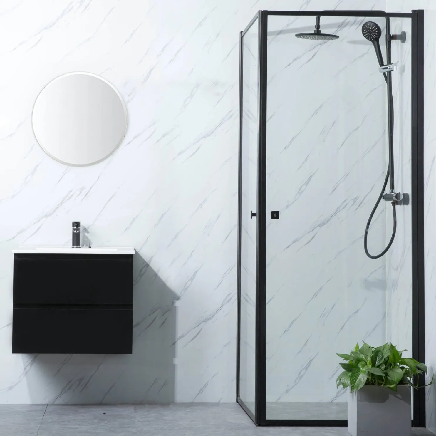 Suihkunurkka Bathlife Profil 800x800 mm kaksi ovea musta kehys