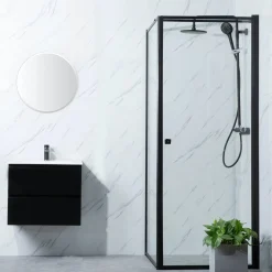 Suihkunurkka Bathlife Profil seinä 700 mm ovi 700 mm musta kehys