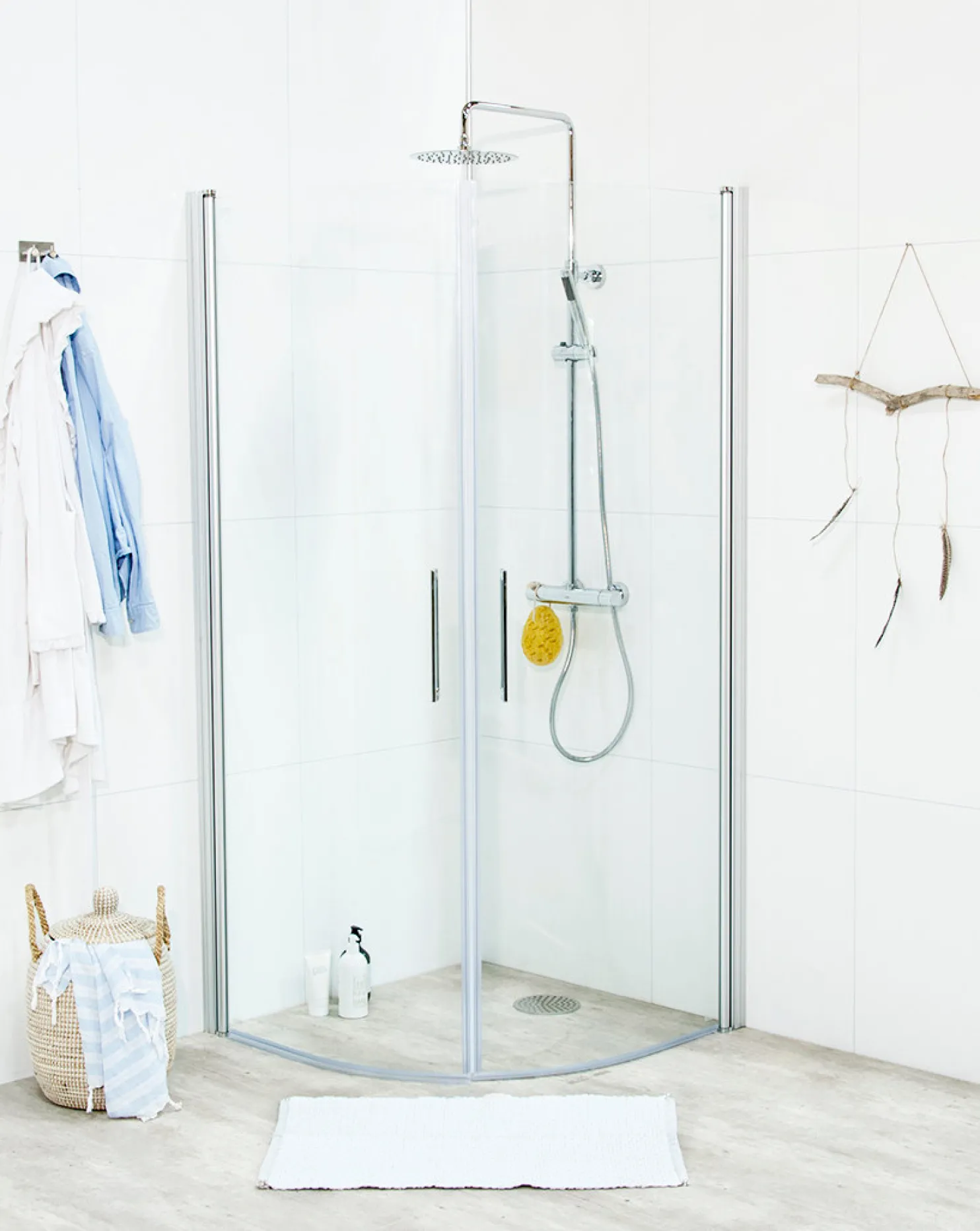 Suihkunurkkaus Noro Fix Trend R 99 900x900x1950 mm mattahopea kirkas lasi