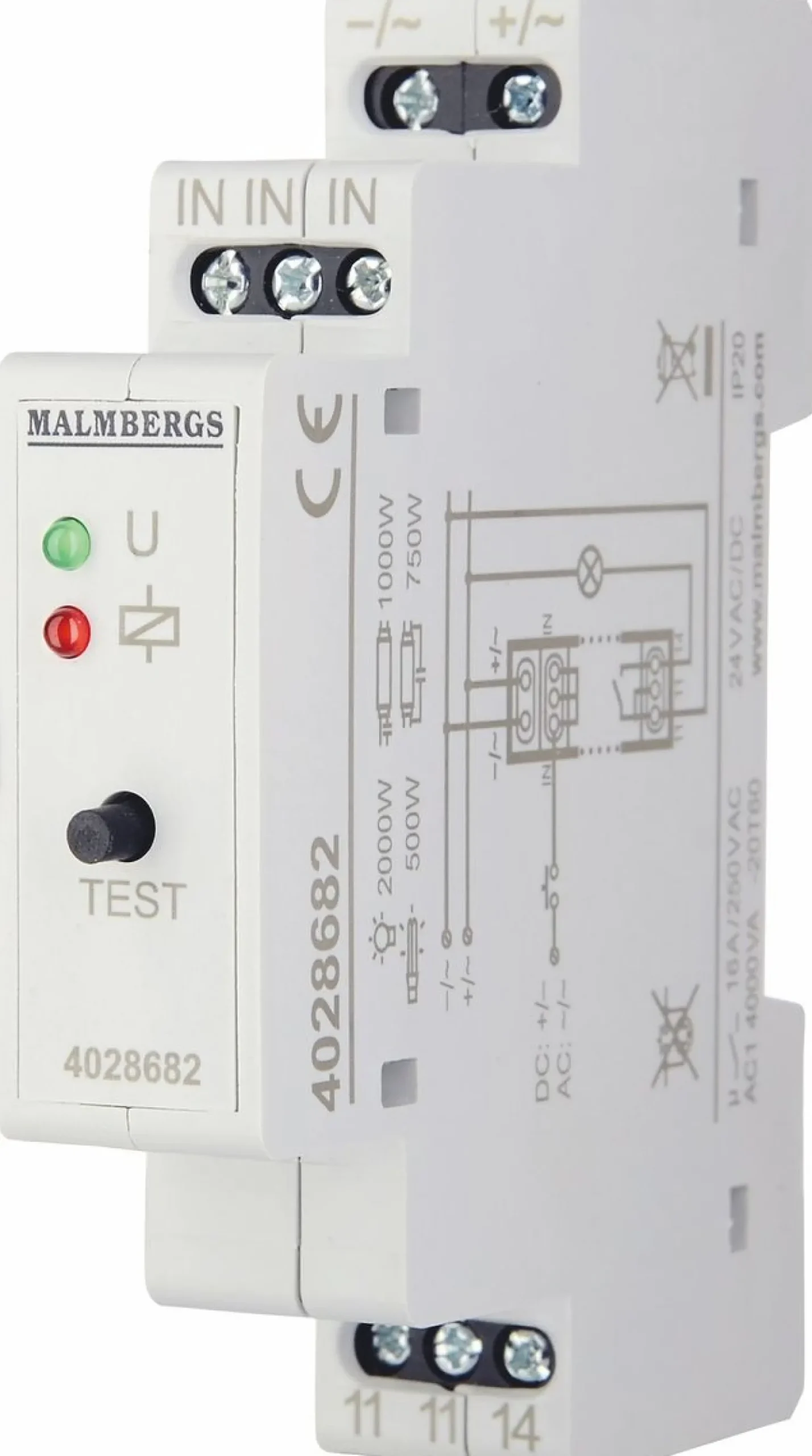 Sysäysrele Malmbergs, 1SL, 16A, 24V AC/DC