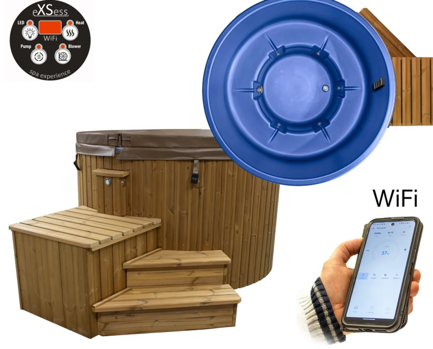 Ulkoporeallas SpaDealers TopSpa xs Wifi 6 hlöä brown/azul blue