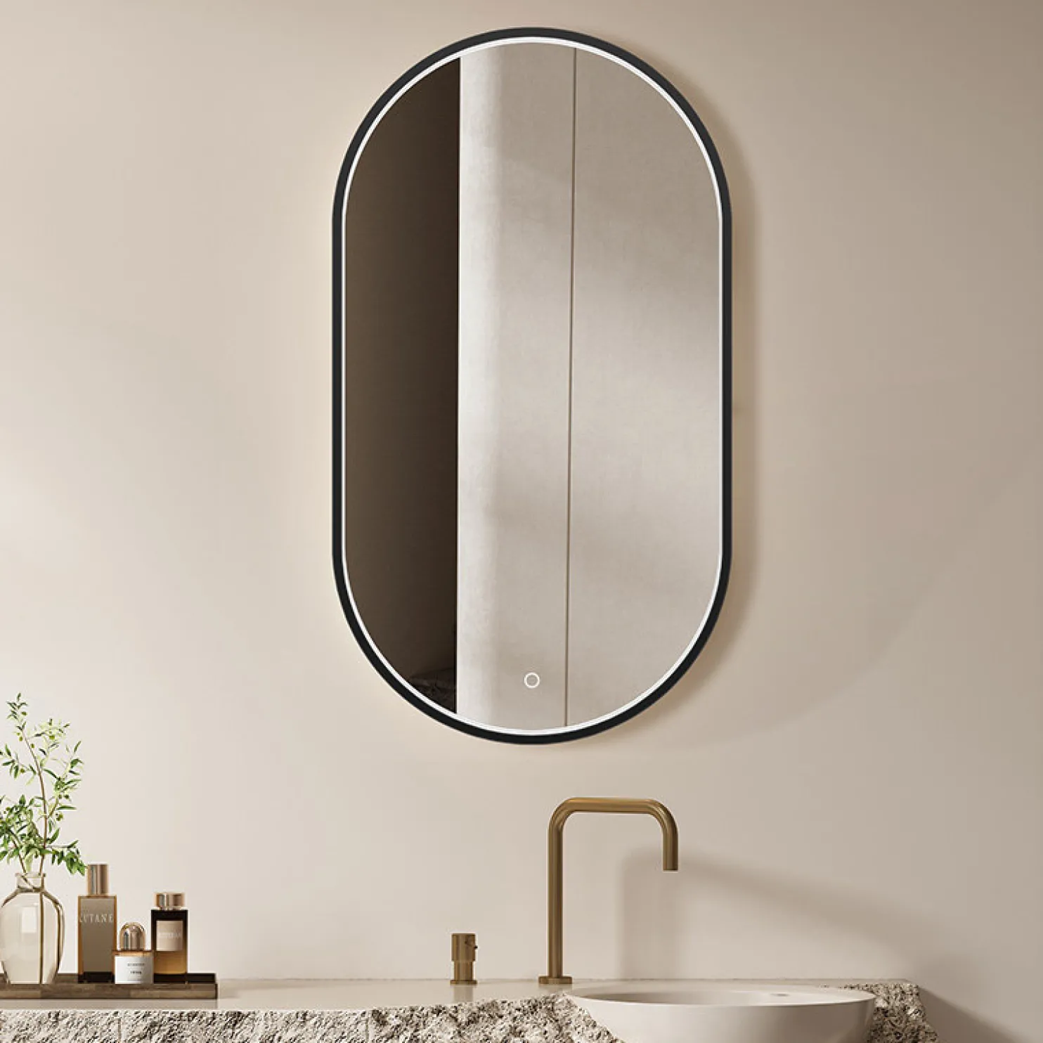 Valopeili Bathlife Lysa, soikea, 500x900 mm, musta