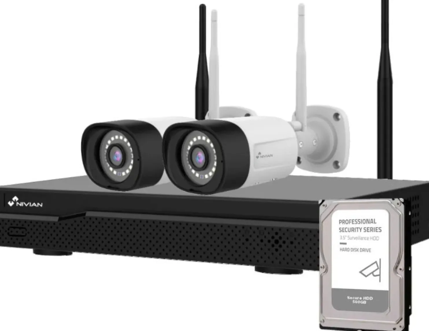 Valvontakamerapaketti Celotron Nivian Professional, 3MP, 2 kameraa, 10 kanavaa, 500GB