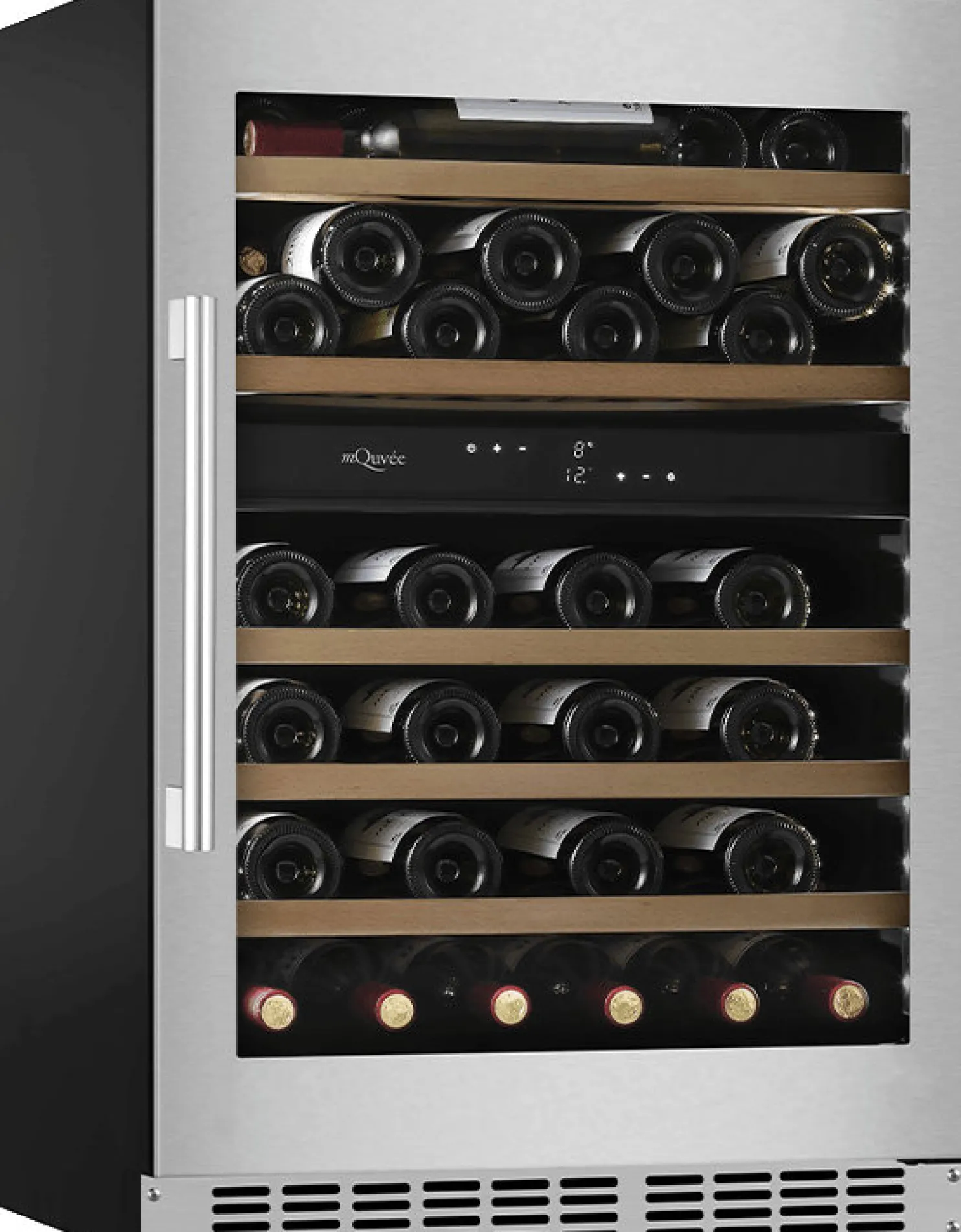 Viinikaappi mQuvée WineCave 800 60D WCD60S-800, 59.5cm, 2 lämpötila-aluetta, integroitava, teräs
