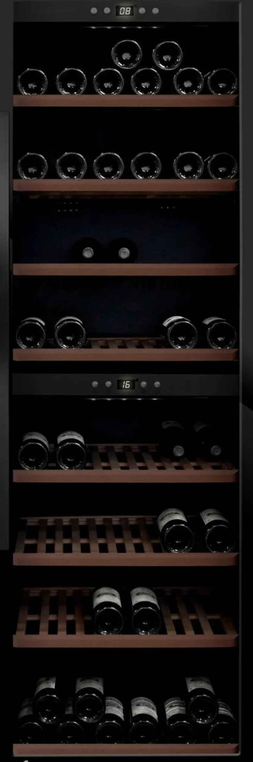 Viinikaappi mQuvée WineExpert 180 Fullglass SW-180B, 59.5cm, 2 lämpötila-aluetta, vapaasti seisova, musta